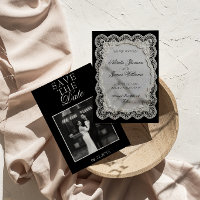 Black And White Lace Old Money Photo Wedding