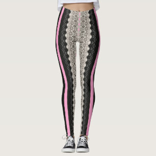 Black and White Lace Panels with Pink Leggings