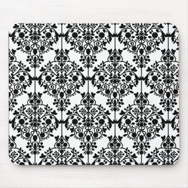 Black and White Lace Wallpaper Mousepad (Front)