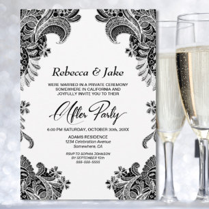 Black and White Lace Wedding After Party Invitation