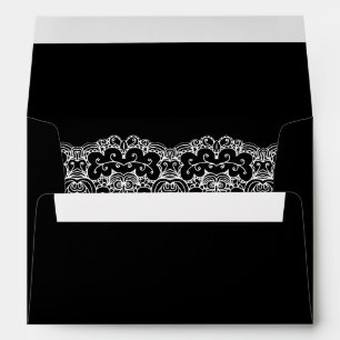 Black and White Lace Wedding Envelope