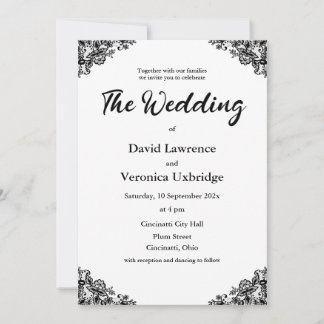 Black and White Lace Wedding Invitation