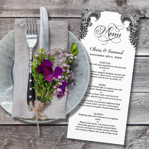 Black and White Lace Wedding Menu