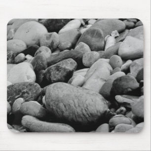 Black and White Lakeshore Beach Stones Mouse Pad