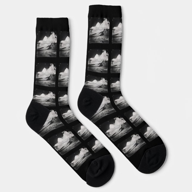 Black and White Landscape Mountain Photography Socks (Right)