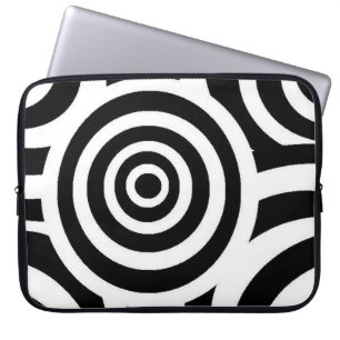 Black and White Laptop Case With Abstract Pattern
