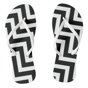 Black and White Large Diagonal Chevron Stripes Jandals