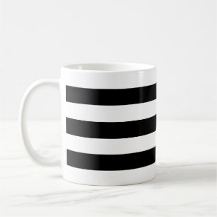 Black and White Large Horizontal Stripes Pattern Coffee Mug