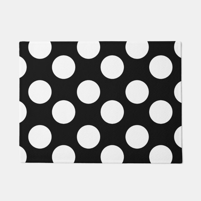 Black and White Large Polka Dot Doormat (Front)