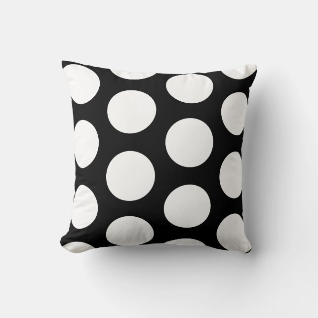 Black and white large polka dot  pillow (Front)