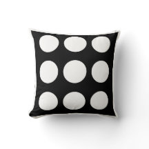 Black and white large polka dot  pillow