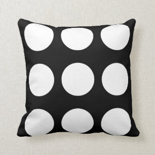Black and white large polka dot pillow