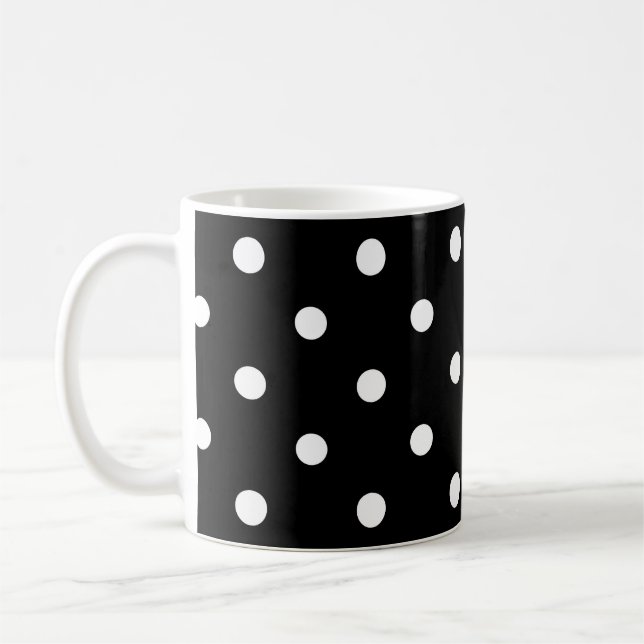 Black And White Large Polka Dots  Coffee Mug (Left)