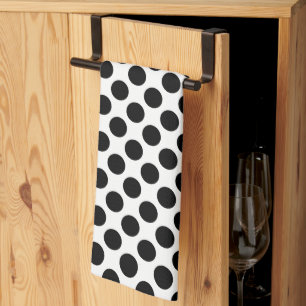 Black and White Large Polka Dots Kitchen Towels