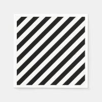 Black and White Large Size Diagonal Stripes Paper