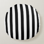 Black and White Large Size Stripes Round Cushion<br><div class="desc">Black and white large size stripes pattern,  a simple but elegant design</div>