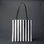 Black and White Large Size Vert. Stripes Pattern Tote Bag<br><div class="desc">Black and white large size vertical stripes pattern,  a simple but elegant design</div>