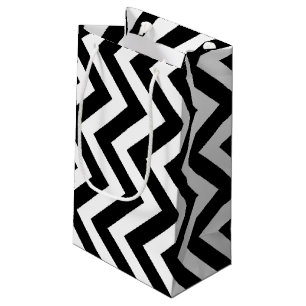 Black and White Large Size Vertical Chevron Small Gift Bag