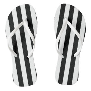 Black and White Large Size Vertical Stripes Jandals