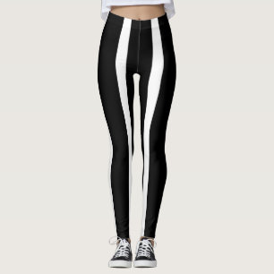 Black and white large stripe leggings