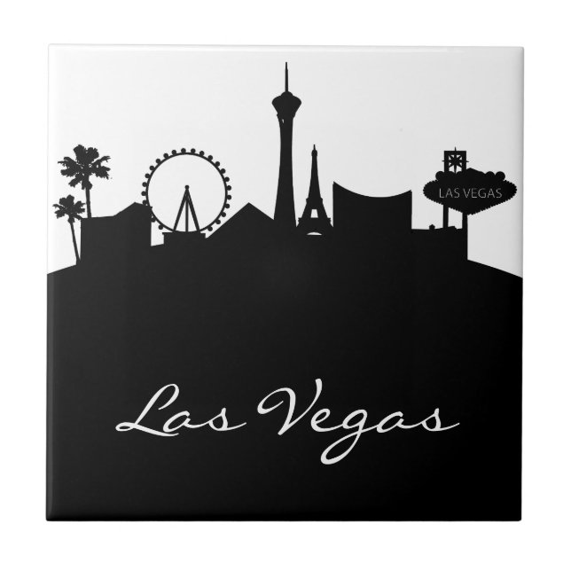 Black and White Las Vegas Skyline Tile (Front)