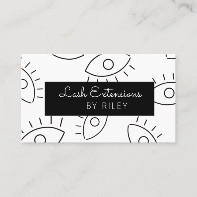 Black and White Lash Artist Business Card (Front)