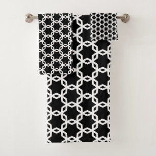 Black and White Lattice Pattern   Bath Towel Set