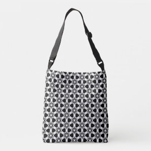 Black and White Lattice Pattern Crossbody Bag