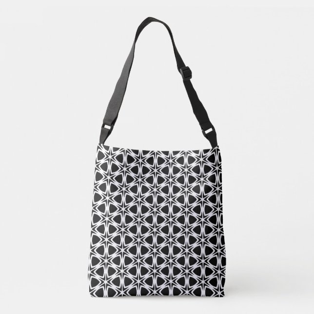 Black and White Lattice Pattern    Crossbody Bag (Back)