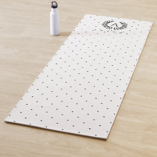 Black And White Laurel Monogram Polka Dot Pattern Yoga Mat