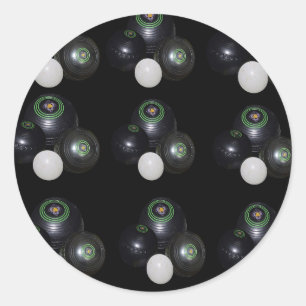 Black And White Lawn Bowls Pattern, Classic Round Sticker