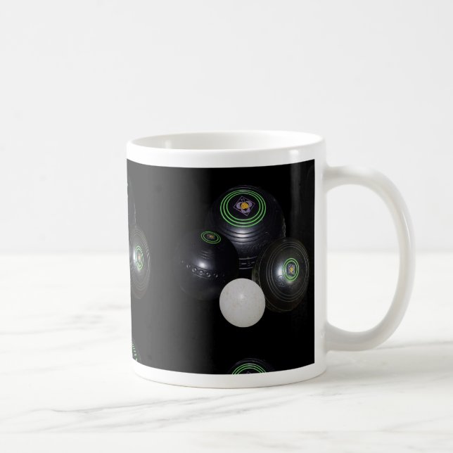 Black And White Lawn Bowls Pattern, Coffee Mug (Right)