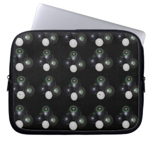 Black And White Lawn Bowls Pattern. Laptop Sleeve