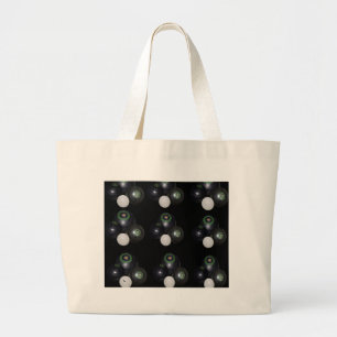 Black And White Lawn Bowls Pattern, Large Tote Bag