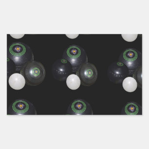 Black And White Lawn Bowls Pattern, Rectangular Sticker