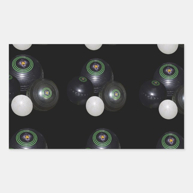 Black And White Lawn Bowls Pattern, Rectangular Sticker (Front)