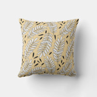 Black and white leaf pattern with beige background