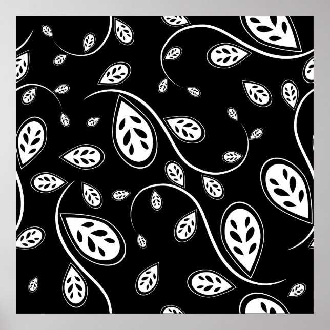 Black and White Leafs - Retro 50s Poster (Front)