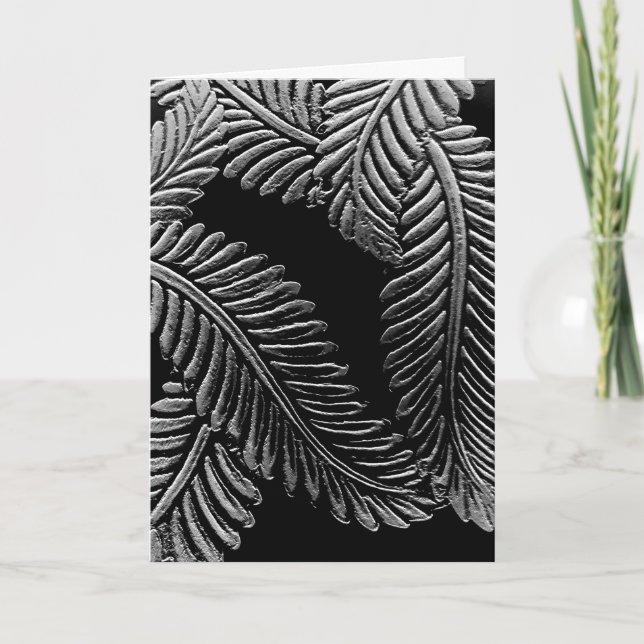 Black and White Leaves Card (Front)