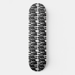 Black and White Leaves Design Skateboard