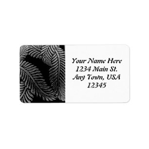 Black and White Leaves Label