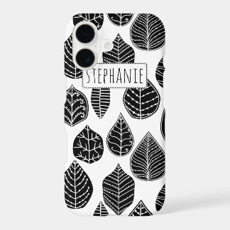 Black and white leaves pattern and name