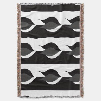 Black and White Leaves Throw Blanket