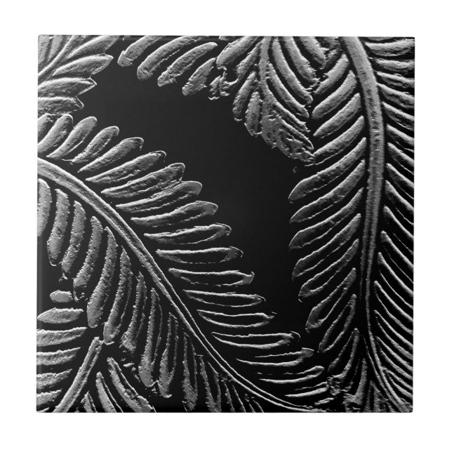 Black and White Leaves Tile (Front)