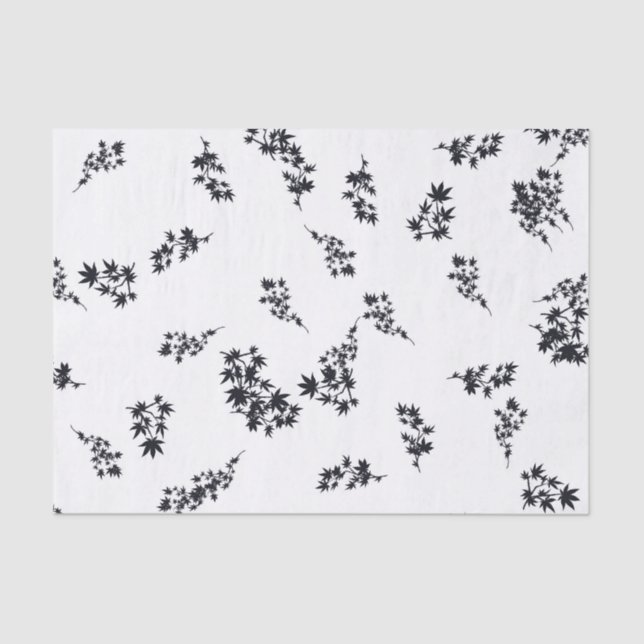 Black and White Leaves Tissue Paper (Front)