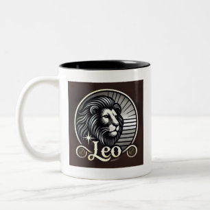 Black and White Leo Two-Tone Coffee Mug