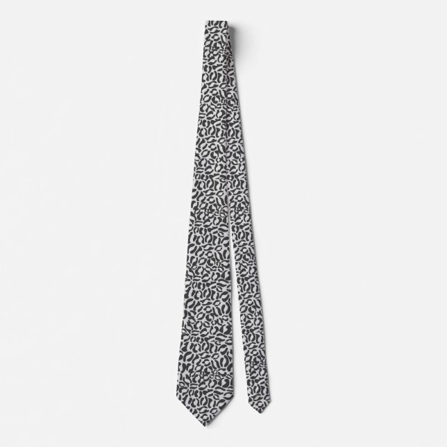 Black and White Leopard Animal Print Groomsmen Tie (Front)