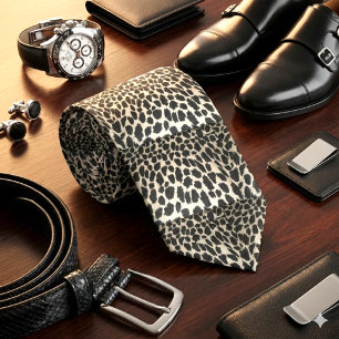 Black and White Leopard Animal Print Tie