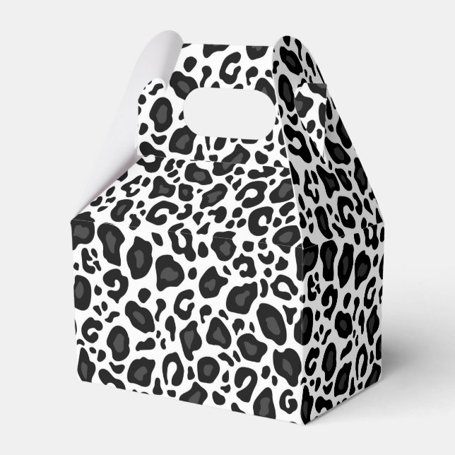 Black and white leopard cheetah pattern favour box (Front Side)