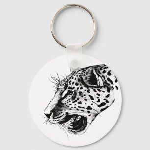 Black And White Leopard Key Ring